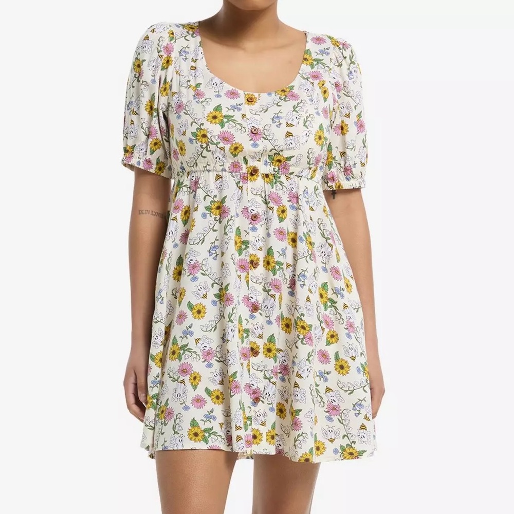 Thorn & Fable Ghost Bee & Flowers Babydoll Dress Hot Topic